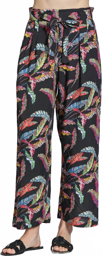 APNY Crop Wide Leg Pants In Black Multi