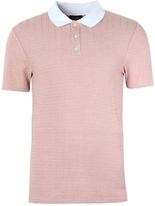 boohoo Muscle Fit Ribbed Polo