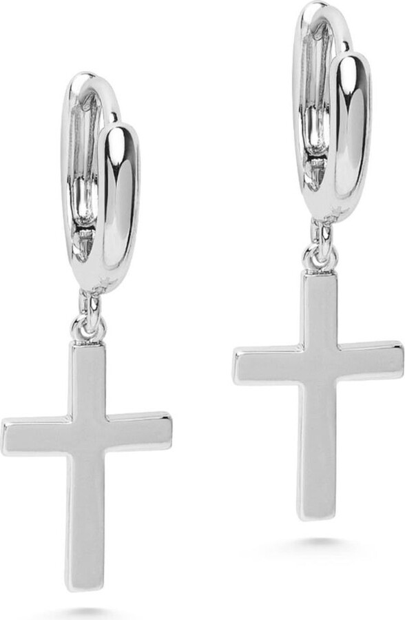 Nialaya Small Cross Earrings In Silver