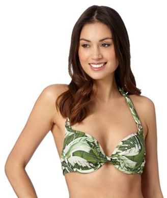 J by Jasper Conran Designer green banana leaf twisted underwired bikini top