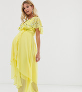 Thumbnail for your product : ASOS DESIGN Maternity maxi dress with cape back and dipped hem in embellishment