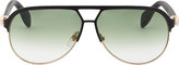 Thumbnail for your product : Alexander McQueen Black & Gold 4242 Skull Aviator Sunglasses