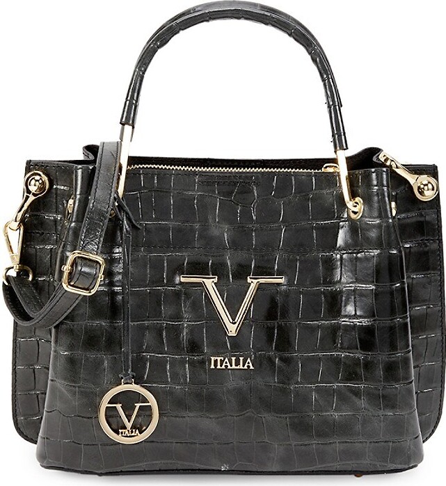 V ITALIA MADE IN ITALY Registered Trademark of Versace 19.69 Croc Embossed  Leather Satchel - ShopStyle