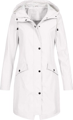 Denim Jacket for Women Distressed Long,Women Solid Rain Jacket Outdoor Plus Waterproof Hooded Raincoat Windproof 