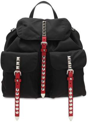 Prada Nylon Backpack W/ Studded Straps
