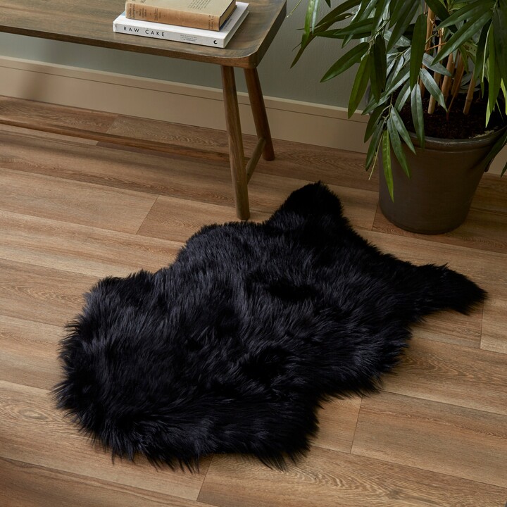 Dunelm Faux Sheepskin Pelt Rug Black ShopStyle
