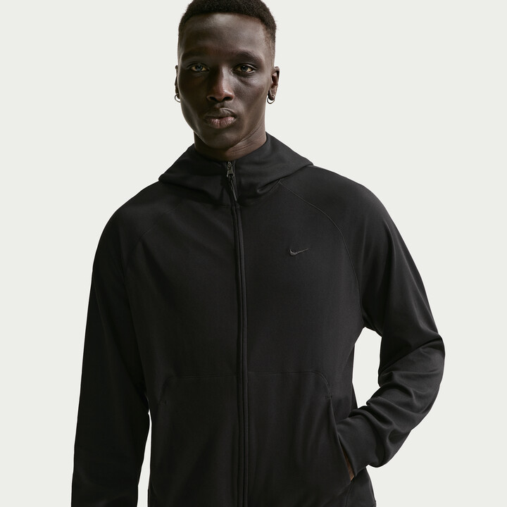 Nike Men's Primary NanoKnit Dri-FIT UV Protection Full-Zip Performance Hoodie in Black | II1308-010
