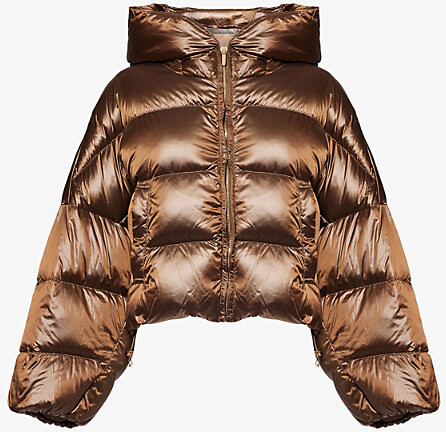 Max Mara Cube Womens Beige Golden Spaceca Hooded Shell-Down Jacket 6