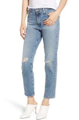 AG Jeans The Isabelle Ripped High Waist Ankle Straight Leg Jeans