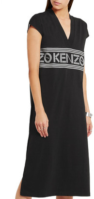 Kenzo Printed Cotton-jersey Midi Dress - Black