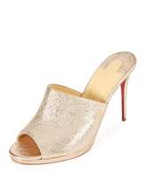 Thumbnail for your product : Christian Louboutin Pigamule 100mm Metallic Leather Red Sole Slide Sandal