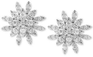 Effy Pave Rose by Diamond Cluster Stud Earrings (3/4 ct. t.w.) in 14k White Gold