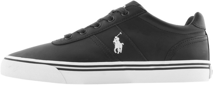 polo ralph lauren hanford leather trainers in black