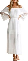 Thumbnail for your product : Diukia Maxi Dress for Women Casual Beach Summer Sexy Off Shoulder Swiss Dot Wedding Long Dress Flowy Boho Ruffle Strapless Dresses Ladies Elegant Gown Dress for Party Bride Date Prom Evening White M