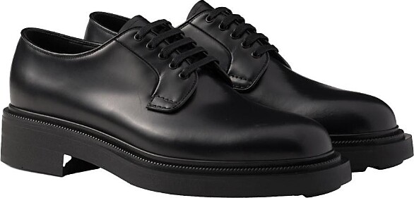 Prada Men's Brushed Leather Derby Shoes