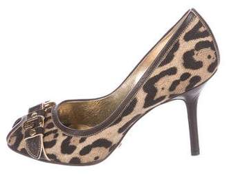 Dolce & Gabbana Peep-Toe Leopard Print Pumps