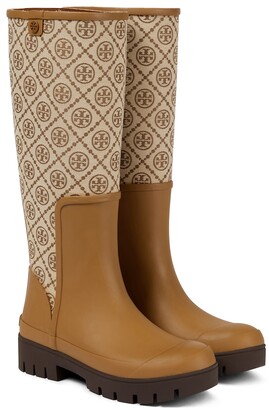 tory burch orange rain boots