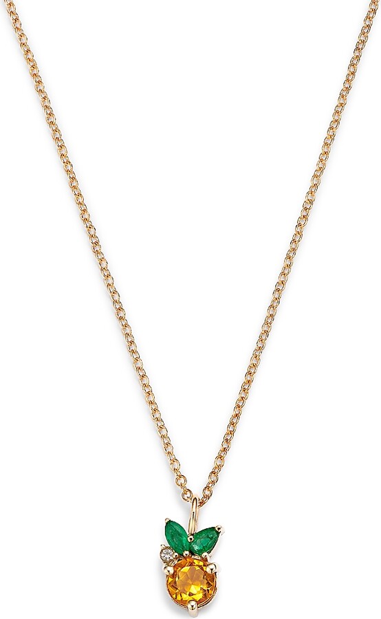 Moon Meadow 14K Yellow Gold Multi Gemstone Orange Fruit Pendant