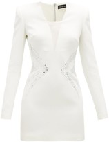 Thumbnail for your product : David Koma Mirror-paillette V-neck Grain De Poudre Minidress - White