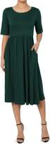 Thumbnail for your product : TheMogan Women's Half Sleeve Shirred Viscose Jersey Long Maxi Dress 1XL