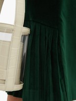 Thumbnail for your product : Batsheva High-rise Pleated Velvet Skirt - Dark Green