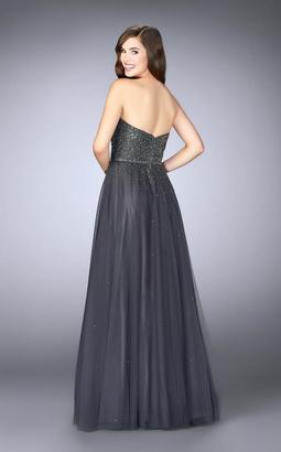 La Femme Rhinestone Detail Sweetheart Tulle Prom Dress 23228