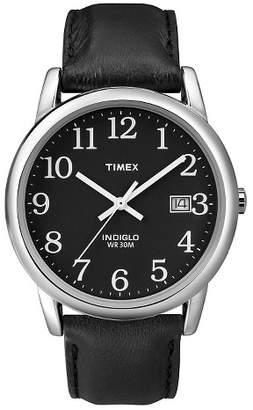 Timex Men's Easy Reader® Watch with Leather Strap - Silver/Black T2N370JT