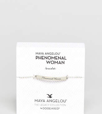 Dogeared Sterling Silver Maya Angelou Phenomenal Women Engraved Id Bar Bracelet