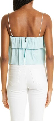 Alice + Olivia Marylynn Ruffle Tiered Linen Blend Crop Top
