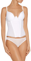 Thumbnail for your product : La Perla Greta Tulle-Paneled Stretch-Satin Bustier