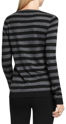Vince Camuto Petite Women's Lace Trim Stripe Sweater