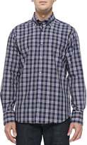 Thumbnail for your product : Neiman Marcus Long-Sleeve Plaid Shirt, Blue/Gray Cranberry