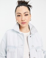 Thumbnail for your product : ASOS DESIGN cotton blend oversized denim jacket in bleach wash - MBLUE