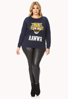 Thumbnail for your product : Forever 21 FOREVER 21+ Tiger Eyes Raglan Sweatshirt