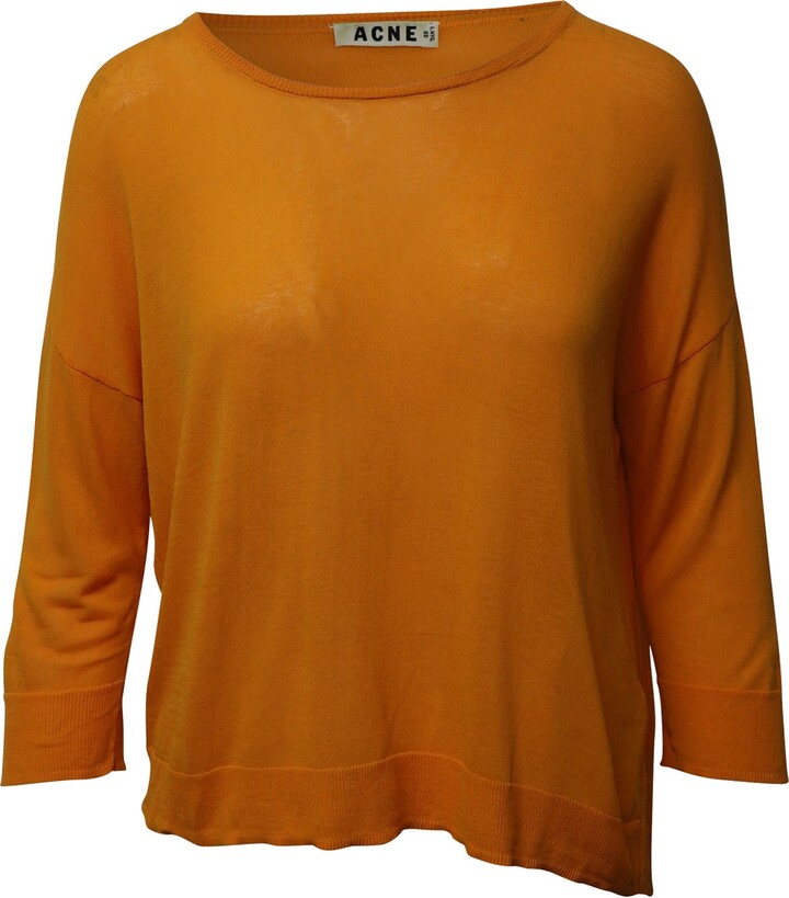 Acne Studios Zola Crew Knit Top in Orange Cotton