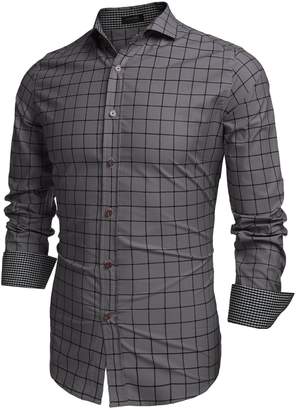 Coofandy Men's Fashion Long Sleeve Plaid Button Down Casual Shirts