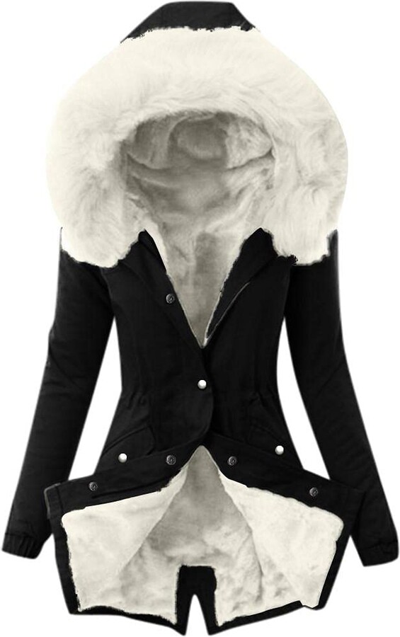 KaloryWee Summer Women Mid-Long Winter Coats Thicken Fleece Lining