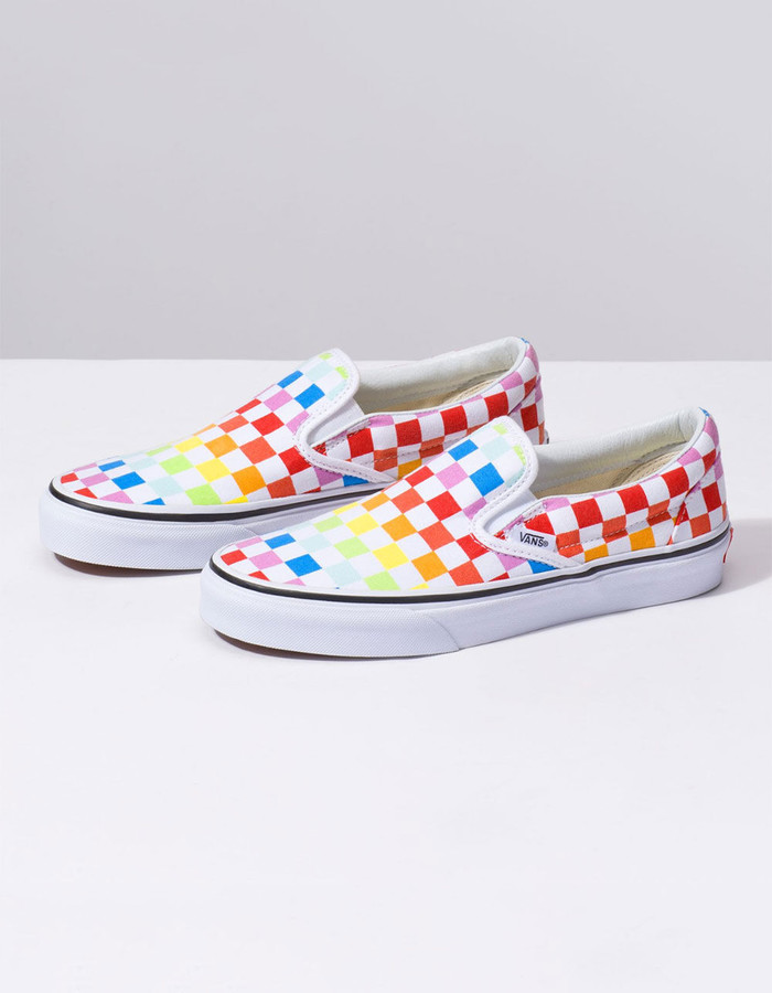 Vans Checkerboard Slip-On Rainbow Shoes - ShopStyle