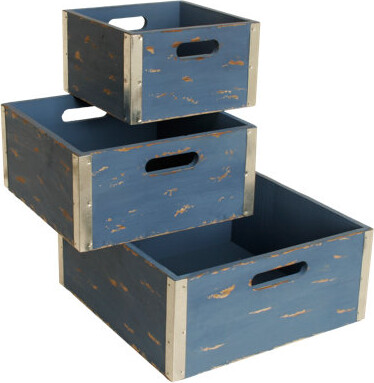 August Grove 3 Piece Distressed Wooden Crate Set