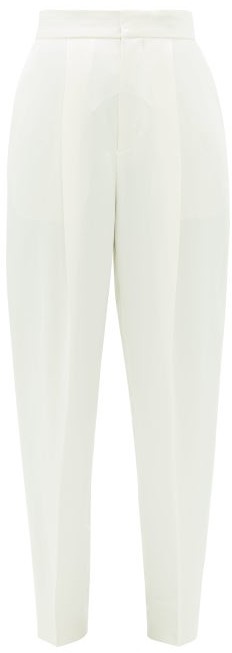 Dundas High-rise Satin Cigarette Trousers - Ivory - ShopStyle Pants
