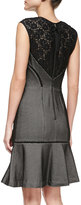 Thumbnail for your product : Tracy Reese Cap-Sleeve Lace-Yoke Bonded Mesh Dress