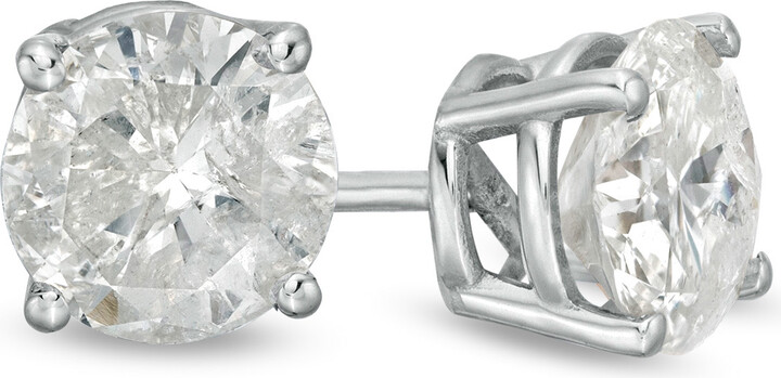 Zales 1/3 Ct. T.W. Diamond Solitaire Stud Earrings in Sterling Silver (J/I3)