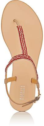 Barneys New York Women's Beaded Leather T-Strap Sandals