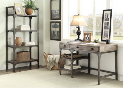17 Stories Metal Frame Desk With Floor Protection Features Unfinished Top Back Writing For Look
