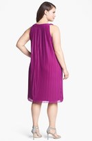 Thumbnail for your product : Donna Ricco Embellished Pleat Trapeze Dress (Plus Size)
