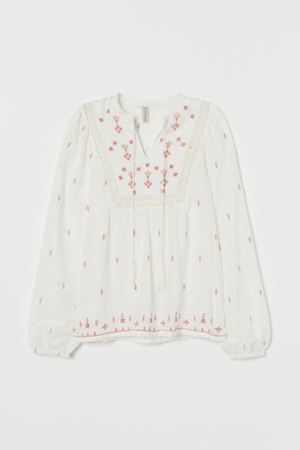 H&M Embroidered cotton blouse