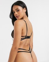 Thumbnail for your product : Bluebella Catori sheer stripe mesh bra with U wire detail in black