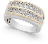 Thumbnail for your product : Macy's Men's Diamond Two-Tone Two-Row Ring (1 ct. t.w.) in 10k White Gold and Yellow Gold