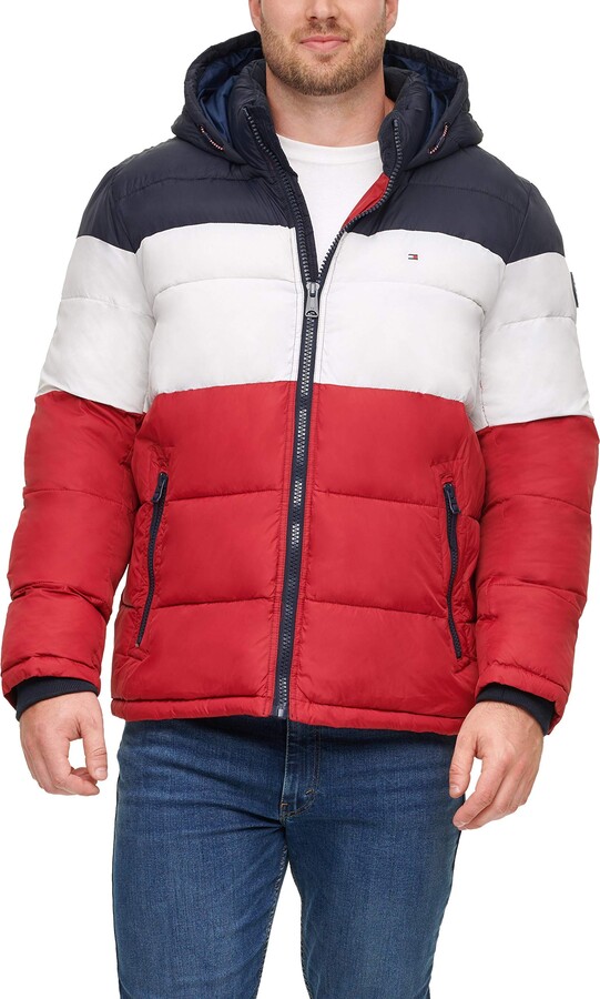 tommy hilfiger red bubble jacket
