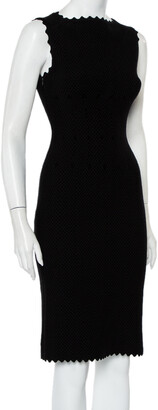Alaia Black Jacquard Knit Sleeveless Midi Dress M